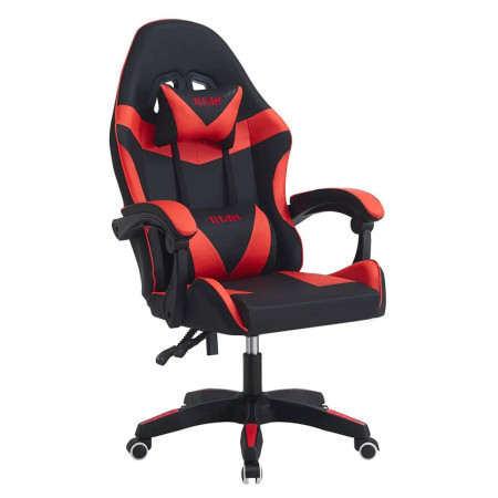 Silla Gamer EMPOLI TITAN EM-G02 Ergonómica,  Negra con Rojo